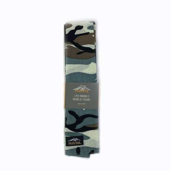Pacific Trail Unisex Camo Black Bandana Set 2-Piece 129919 NEW - Picture 2 of 4
